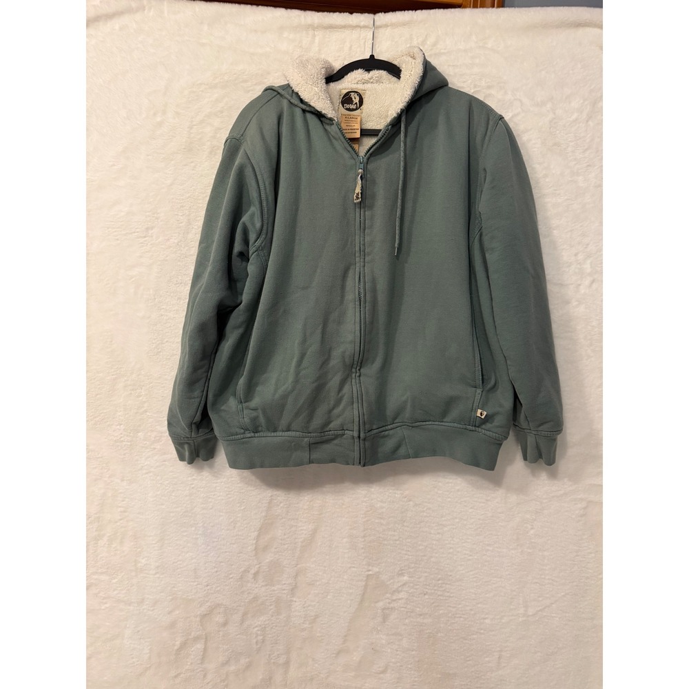 Berne Sherpa Lined Full Zip Hoodie Jacket Womens XL Sage Green Workwear Hoodie